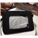 Vera Bradley  Zip ID Lanyard ID Card Holder Wallet Classic Black Microfiber Roses Photo 1