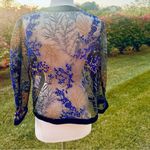 Nipon Boutique Elegant Sheer Embroidered Tulle Jacket Top Black Size 8 Photo 10
