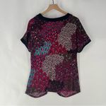 Marc Bouwer Pink Blue Paisley Feather Patterned Zip Front Dolman V Photo 9