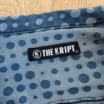 The Kript  - High Waist Skinny Flare Jeans in Warped Dot Denim in Blue Photo 3