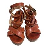 Bed Stu  Juliana Tan Rustic Leather Strappy Wood Wedge Sandals Wood size 6 Photo 0