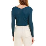 Lafayette 148 New York Scoop Neck Diagonal Rib Long Sleeve Sweater Teal Size M Blue Size M Photo 1