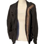 Free People Jayde Safari Jacket Black Long Sleeve Linen Women's Size Small Photo 3