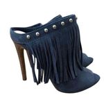 Guess Shoes Ara Studded Fringe Mule Slides Peep Toe Sandals Heels Size 6.5 Photo 0