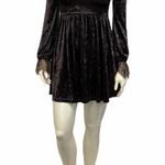 Main Strip  Crushed Brown Velvety Lace Mini Boho Dress Dark Academia Photo 0