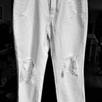 We The Free Button Fly Jeans Off-White Women’s Size 31 Distressed Raw Hem Photo 0