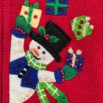 Red medium Holiday Christmas Collection 2004 Snowman embroidery Zip up Sweater Photo 5