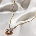 Boutique Dainty Diamond Process Gem Necklace On 18 Inch Snake Chain Photo 0