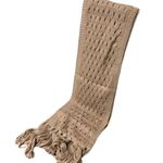 Boutique Long cable knit fringe neutral soft scarf Tan Photo 1