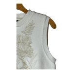 Anewsta Sweater Women Large White Gold Embroidered Floral Duck‎ Knit Vest NWT Photo 5