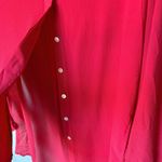 Badgley Mischka Silk Blouse Size S Raspberry Red Roll-Tab Relaxed Fit Chic Photo 3