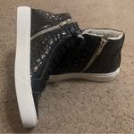 P448 NWOT Black Fantasy Glitter Croc Embossed High-Top Gym Shoe Sneaker Photo 15