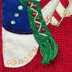 Red medium Holiday Christmas Collection 2004 Snowman embroidery Zip up Sweater Photo 4