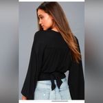 Free People  That’s a wrap black flowy boho bell sleeve wrap top sz XS Photo 1