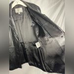 Nine West Leather Jacket Coat Women’s Button Front Black Mid Length Mint Sz XL Photo 6