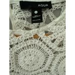 AQUA ‎ Bright White Boho Crocheted Puff Sleeve Top Size Medium Photo 5