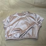 SKIMS Pink Satin Shine Cropped Shirt Photo 2