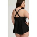 Torrid  Black Wireless Babydoll Tie-Front Tankini Size Padded Bra Crossover 12 L Photo 1