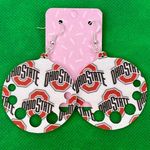 Handmade Ohio State Round Dangle Pierced Earrings New Photo 0