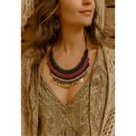 Women’s Chunky Tiered Braided Dangle Adjustable Chain Necklace Boho Navajo Weste Black Photo 1