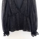 Blu Pepper Womens Blouse Size M Black Celestial Long Sleeve Witchy Whimsigoth Photo 2