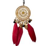 Red Feather Boho Gold Dream Catcher Necklace Photo 2