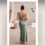 Billy J Chiara Maxi Dress Satin Halter Lace Up Open Back Green Size 8 Bridesmaid Photo 2