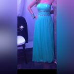 Morgan & Co Turquoise Green Strapless Formal Prom Dress Juniors Sz 1/2 Sequin Photo 4