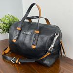 Vera Bradley Gallatin Black Pebble Leather Satchel Bag Barrel Photo 1