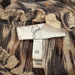 Joie  100% Silk Brown Orange Peasant Blouse Front Tie Boho Artsy Hippie Medium Photo 2