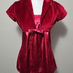 BCIN Red Y2K Velvet Bolero Jacket & Polka Dot Satin Camisole Set Size Medium Photo 1