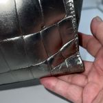 Furla  Croco Embossed Metallic Leather Diagonally Divided Three Pocket‎ Tote Bag Photo 5