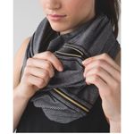 Lululemon Vinyasa Scarf Wrap Zipper Gold Stripes Black Gray Stretch Multi Way Photo 0