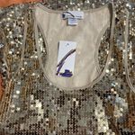 IMAGINARY VOYAGE Tank Top Large Sequin Club Sparkle Bling Party Evening Lined Photo 5