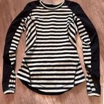 Lululemon Run Reflect Long Sleeve Sea Stripe Mint Moment Black / Black Size 6 Photo 2