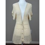 Bandolino Womens S Vintage Cream Shorth Sleeve Open Knit Cardigan Sweater Dress Photo 1