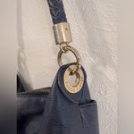 Elaine Turner  Blue Leather Hobo Braided Shoulder Bag Gold Hardware VGUC Photo 5
