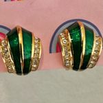 Vintage Christian Dior Green Enamel & Rhinestone Clip Photo 1