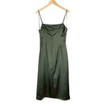 ZARA NWT Green Satin Effect Midi Wrap Dress Sz Large Beaded Straps Photo 4