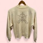 Vintage 80’s St. John santana knit creamy mock neck sweater nautical bling Silver Size L Photo 2