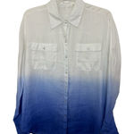 Elie Tahari  Ramie Snap Up Blue White Long Sleeve Size Small Casual Resort Wear Photo 0