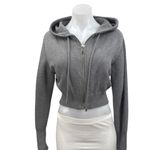 ZARA Women's Gray Zip Up Long Sleeve Hooded Hoodie Crop Sweatshirt Sweater Top S Photo 0
