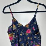 American Vintage Vintage 90s 1990s Navy blue floral print slip dress V neckline med Photo 4