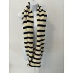 J.CREW Wool Infinity Scarf 12" x 70" Waffle Knit Black & Ivory Stripe (b7A) Photo 1
