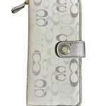 Coach Silver Gold Snap Optic Print Signature Metallic Wallet Photo 0