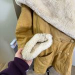 wilson's leather Vintage  Hooded Fur Trim Penny Lane Coat Tan Parka Shearling L Photo 9
