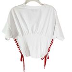 Akira  Read My Thoughts Lace Up Detail T Shirt White size M NWT Photo 5