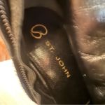 St. John Black Suede Fringe Trim Knee High Heeled Boots Size 7.5B Photo 13