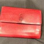 Cartier VINTAGE MUST CC EMBLEM LEATHER WALLET TRIFOLD PURSE FRANCE BURGUNDY RED Photo 5