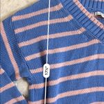 American Eagle  blue pink cropped v-neck striped sweater Photo 3